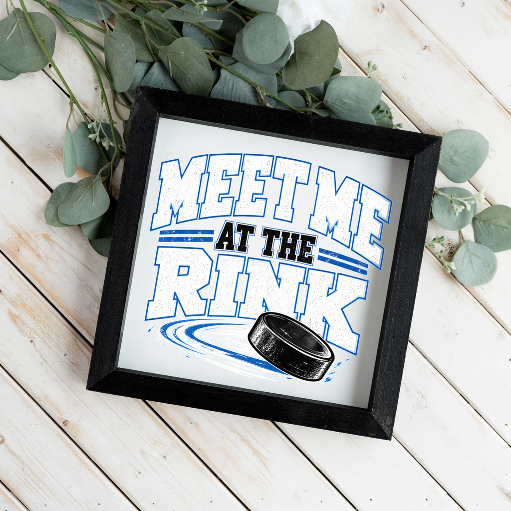 Meet Me at the Rink Sign, Hockey Wall Decor, Hockey Player Gift, Ice Hockey Room Decor, Hockey Mom Gift, Sports Bedroom Wall Art