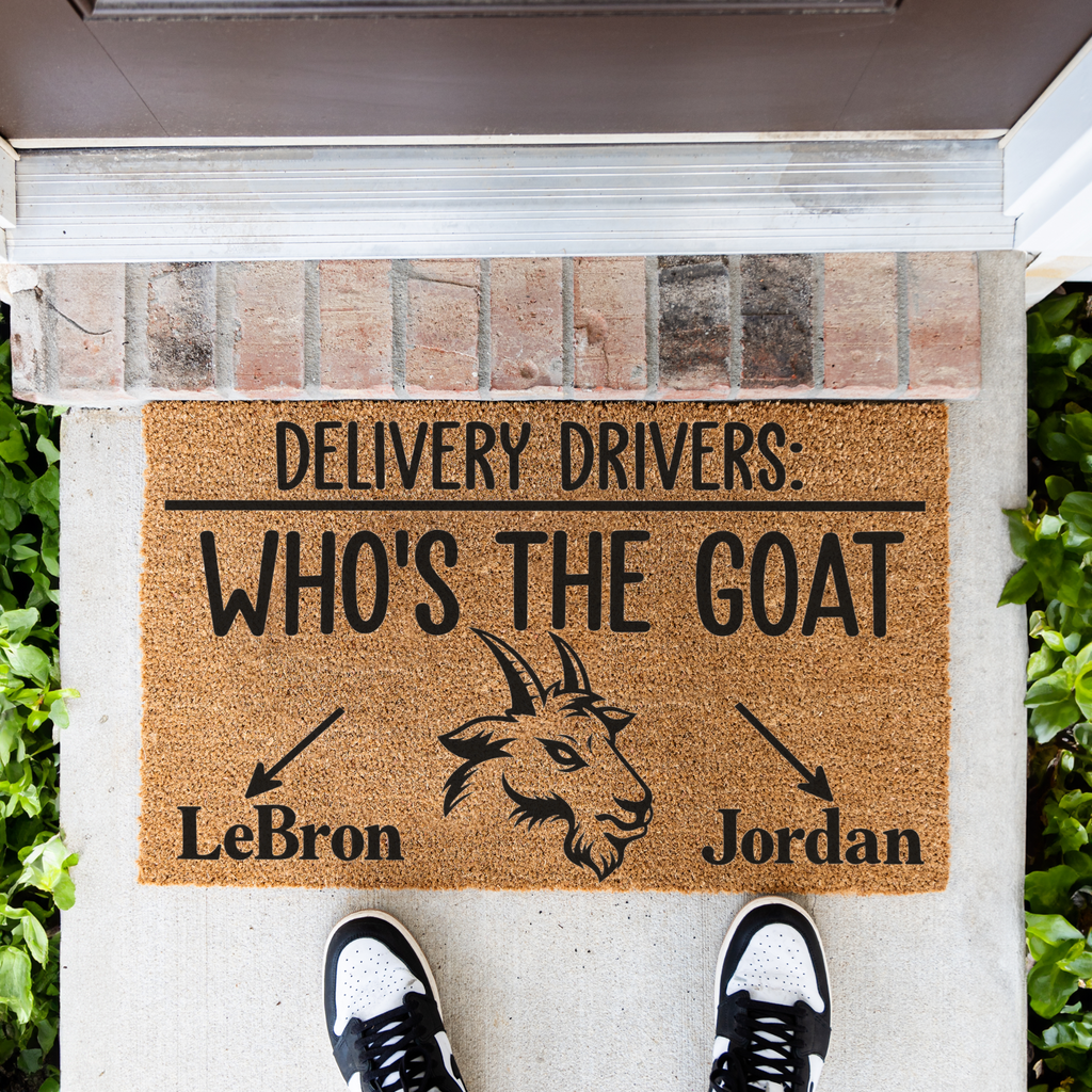 Personalized Goat Doormat, Who’s the GOAT Welcome Mat, Custom Goat Name Door Mat, Funny Delivery Driver Sign, Goat Lover Housewarming Gift