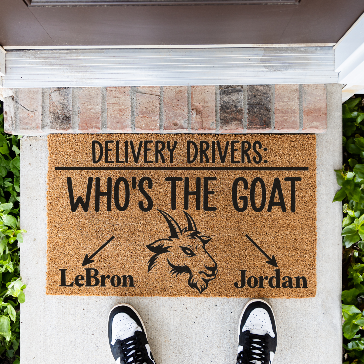Personalized Goat Doormat, Who’s the GOAT Welcome Mat, Custom Goat Name Door Mat, Funny Delivery Driver Sign, Goat Lover Housewarming Gift