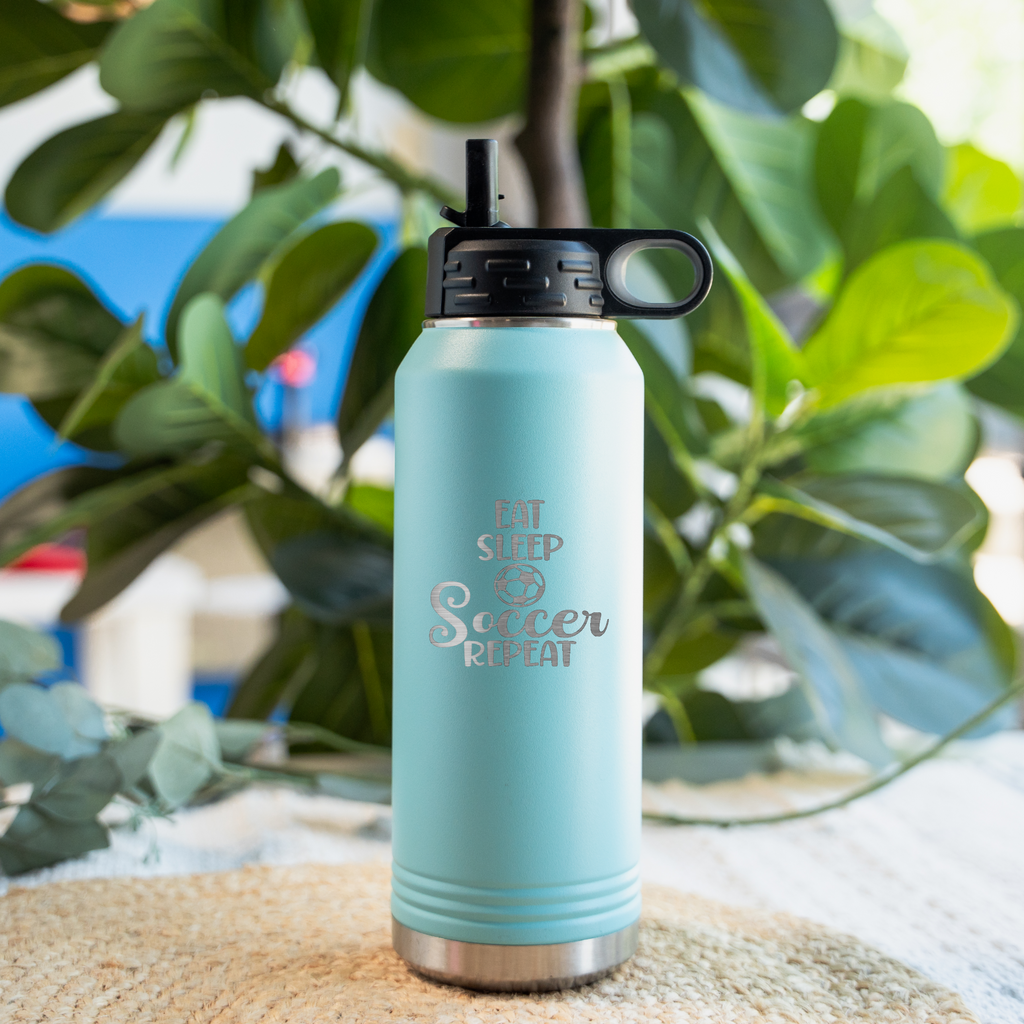32oz Eat Sleep Soccer Repeat Insulated Water Bottle