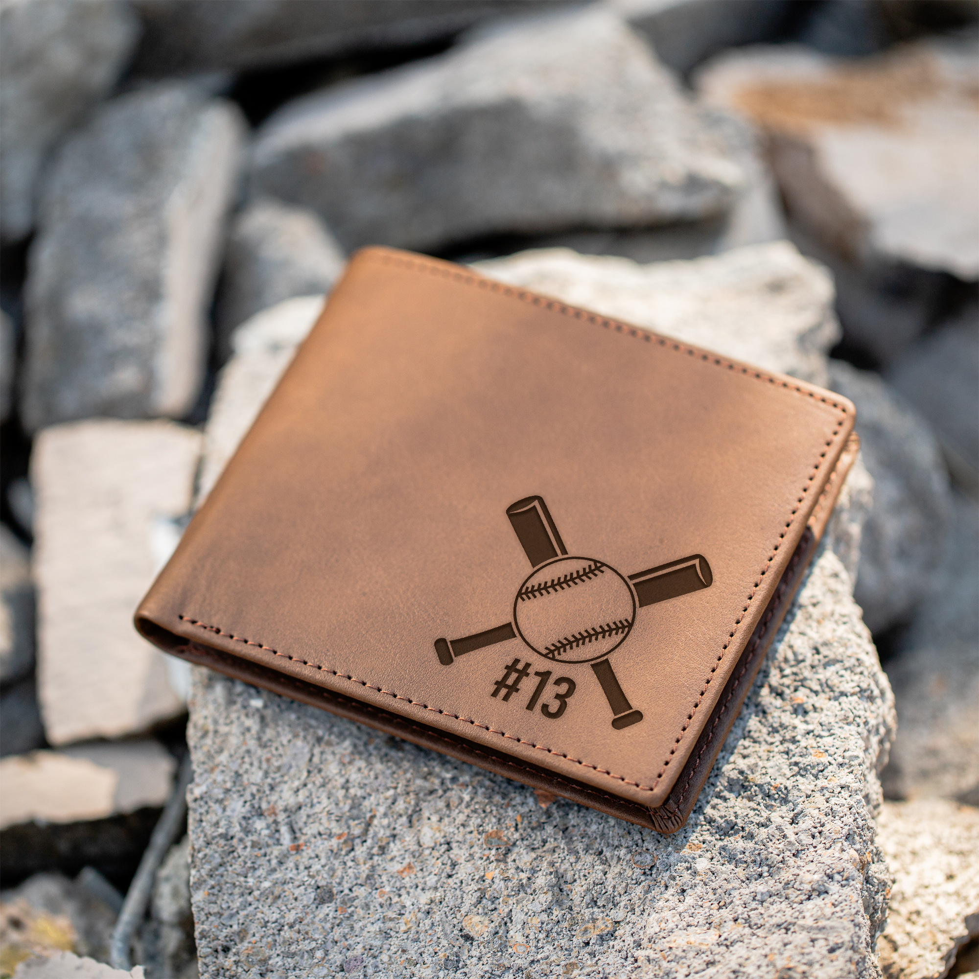 Personalized Baseball Wallet | Custom Baseball Player Gift | Engraved Leather Wallet | Baseball Dad Gift | Team Gift | Baseball Coach Gift