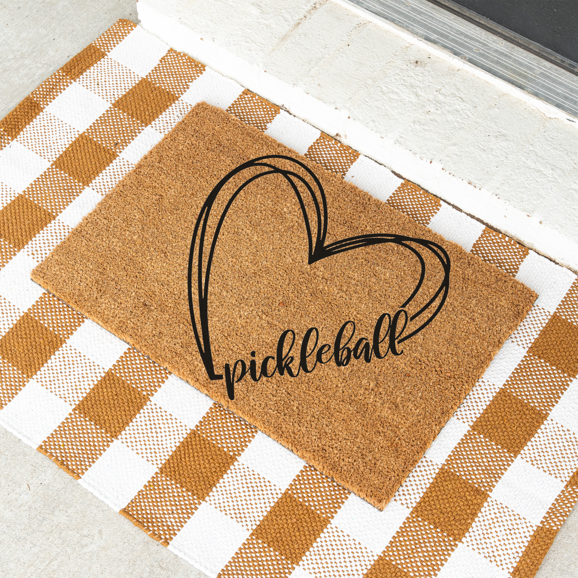 Pickleball Heart Coir Doormat