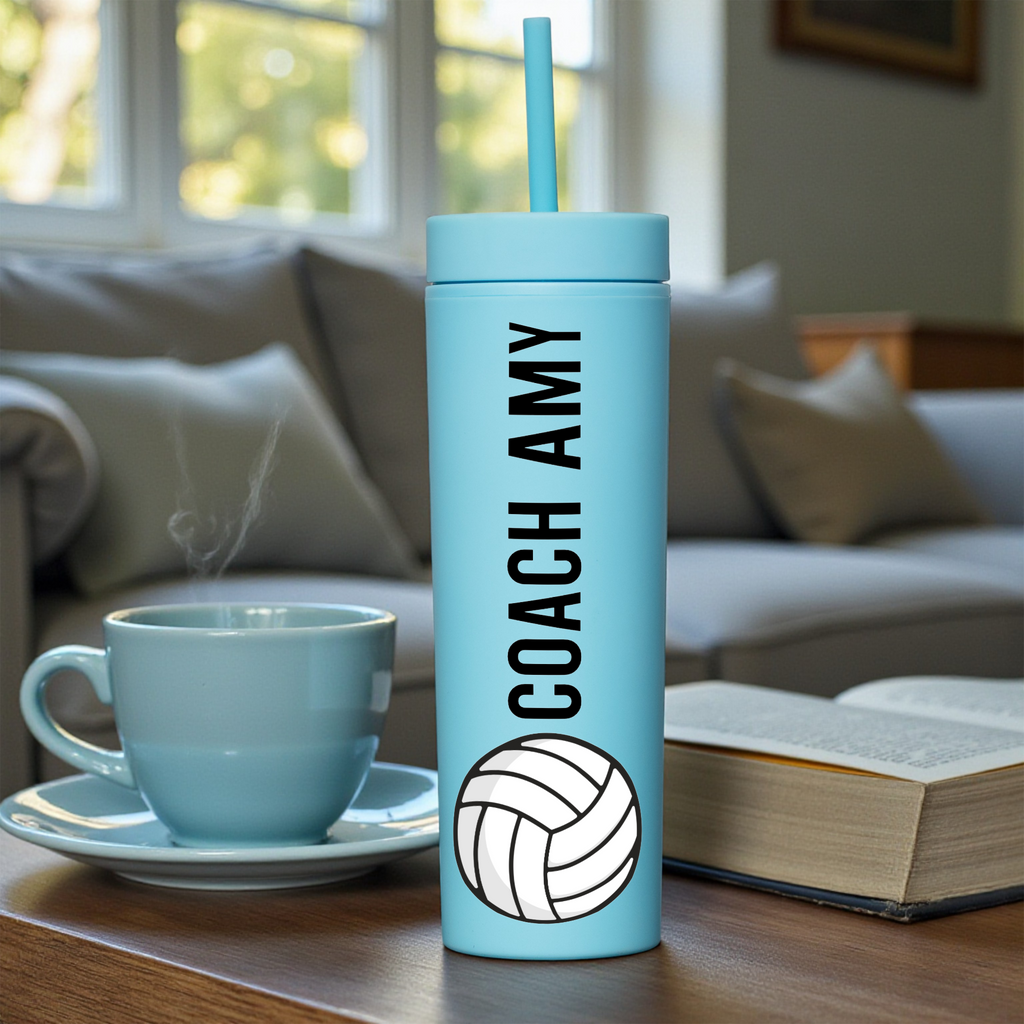 Personalized Volleyball Coach Tumbler, Custom Coach Name Cup, Volleyball Coach Gift, Team Coach Appreciation Gift, Sports Tumbler
