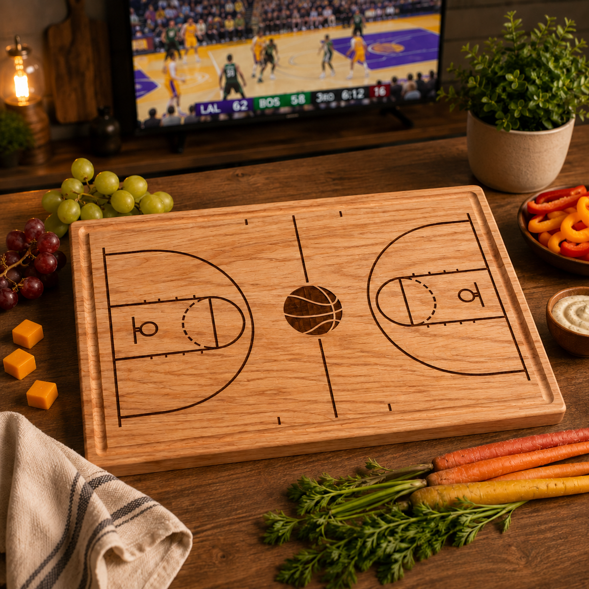 Basketball Court Engraved Cutting Board