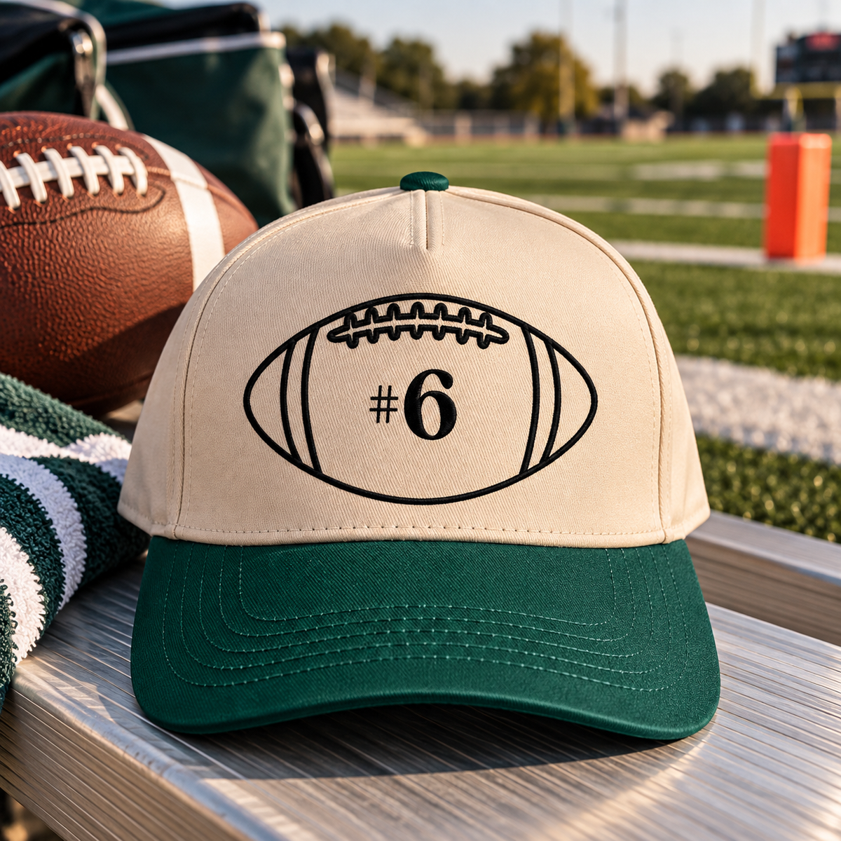 Custom Number Embroidered Football Trucker Hat
