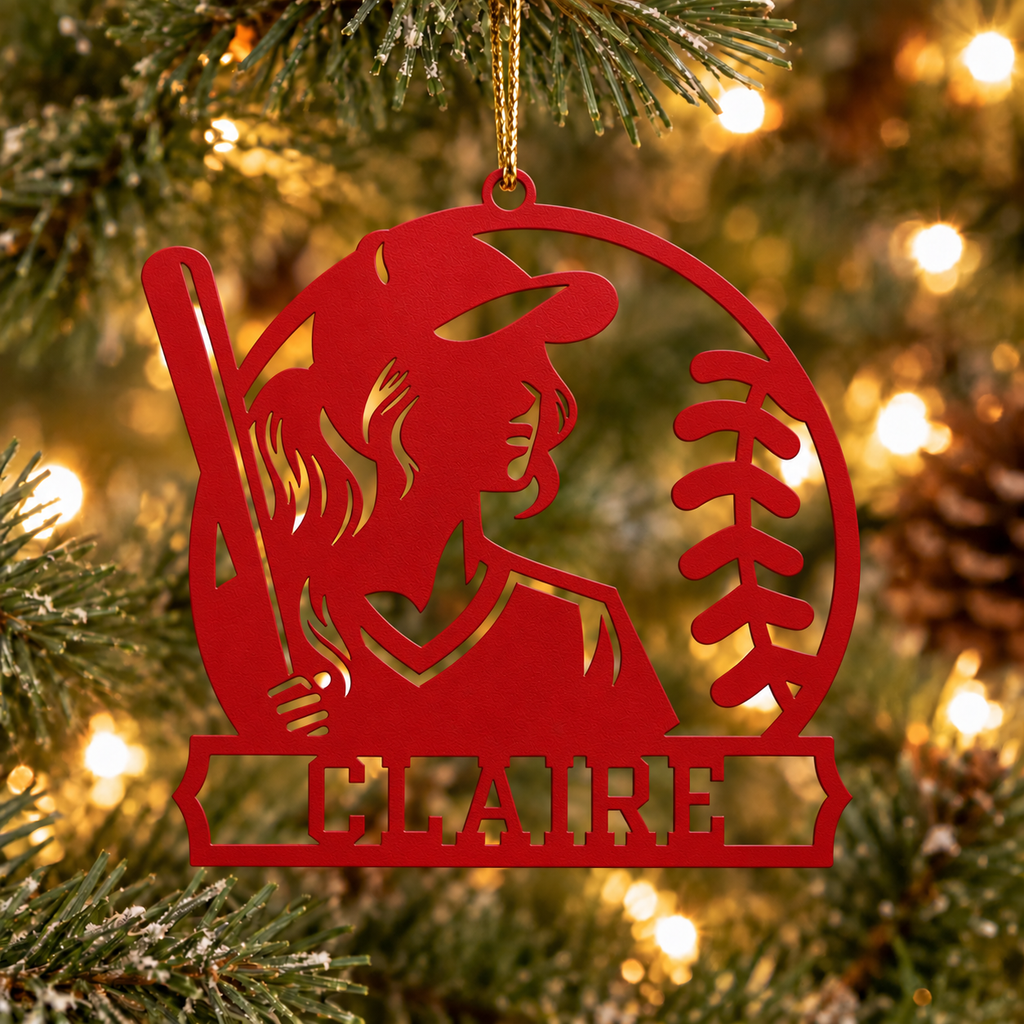 Personalized Softball Metal Ornament