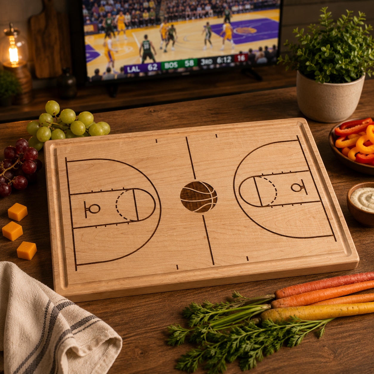 Basketball Court Engraved Cutting Board