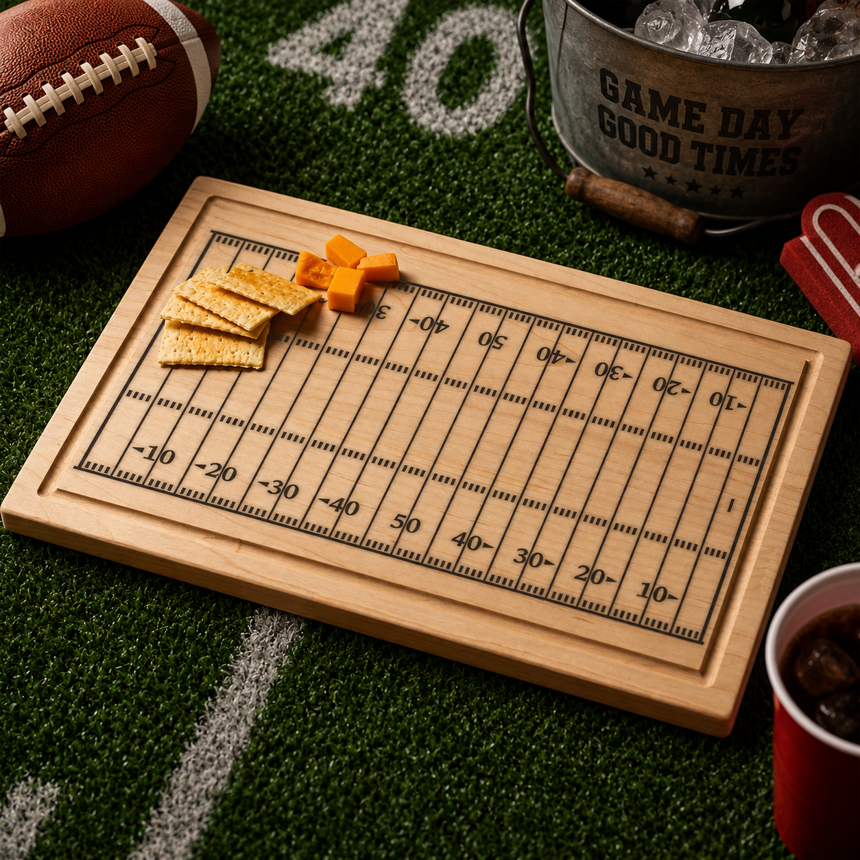 Football Field Engraved Cutting Board