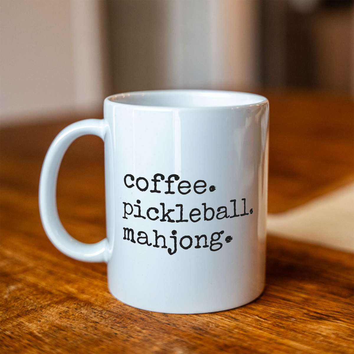 Coffee Pickleball Mahjong Mug, Pickleball Lover Gift, Mahjong Coffee Cup, Funny Hobby Mug, Pickleball and Mahj Gift, Game Day Coffee Mug