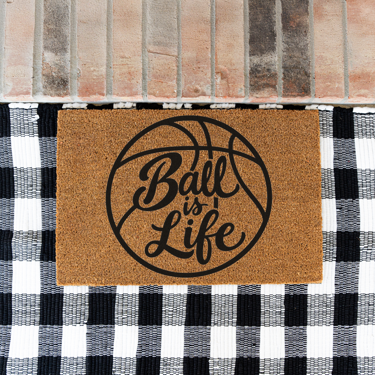 Basketball Ball Is Life Doormat, Basketball Welcome Mat, Sports Lover Gift, Basketball Player Decor, Game Day Porch Mat, Sports Family Door 