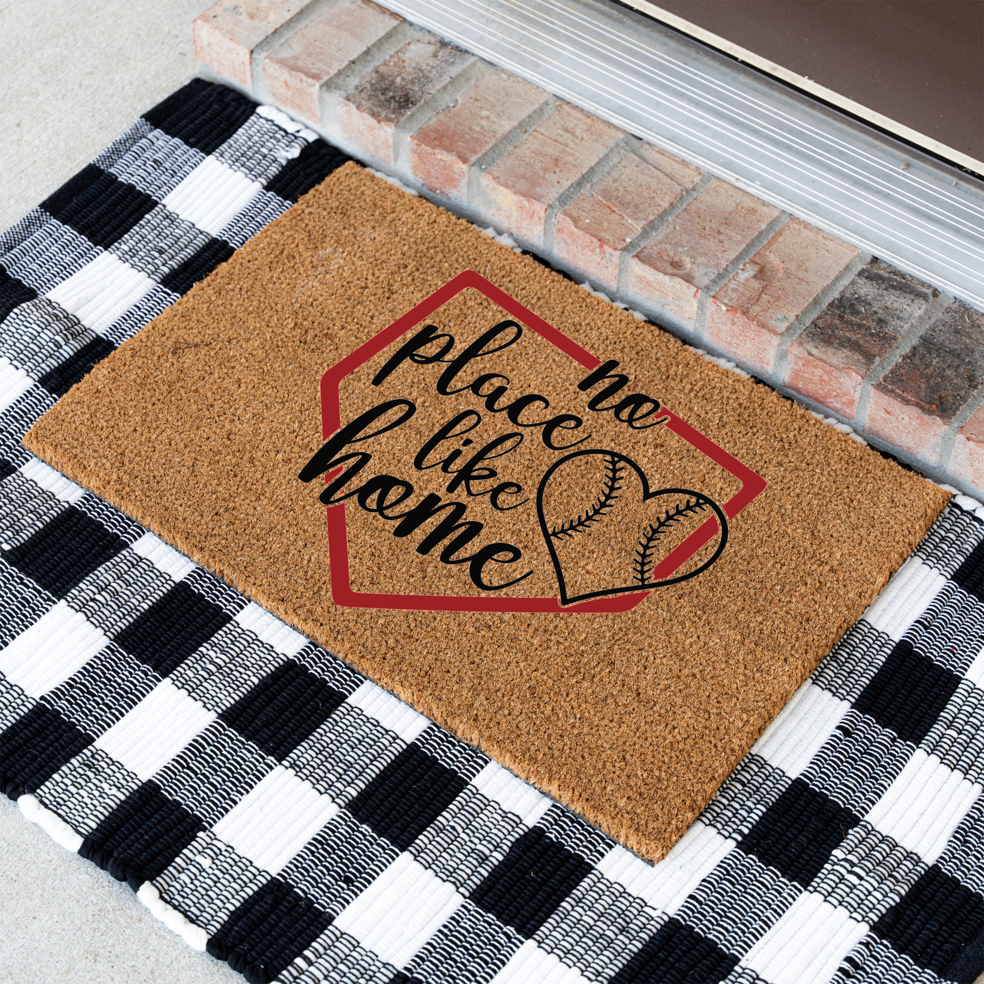 No Place Like Home Baseball Doormat