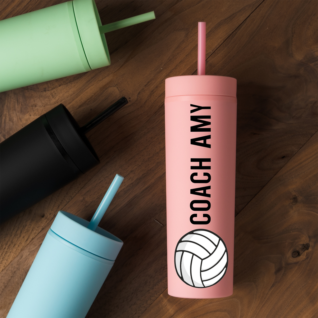 Personalized Volleyball Coach Tumbler, Custom Coach Name Cup, Volleyball Coach Gift, Team Coach Appreciation Gift, Sports Tumbler