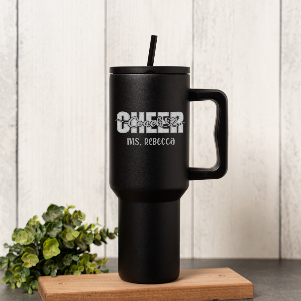 Personalized Cheer Coach 40oz Insulated Tumbler with Handle