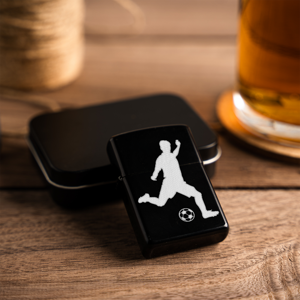 Engraved Soccer Player Lighter