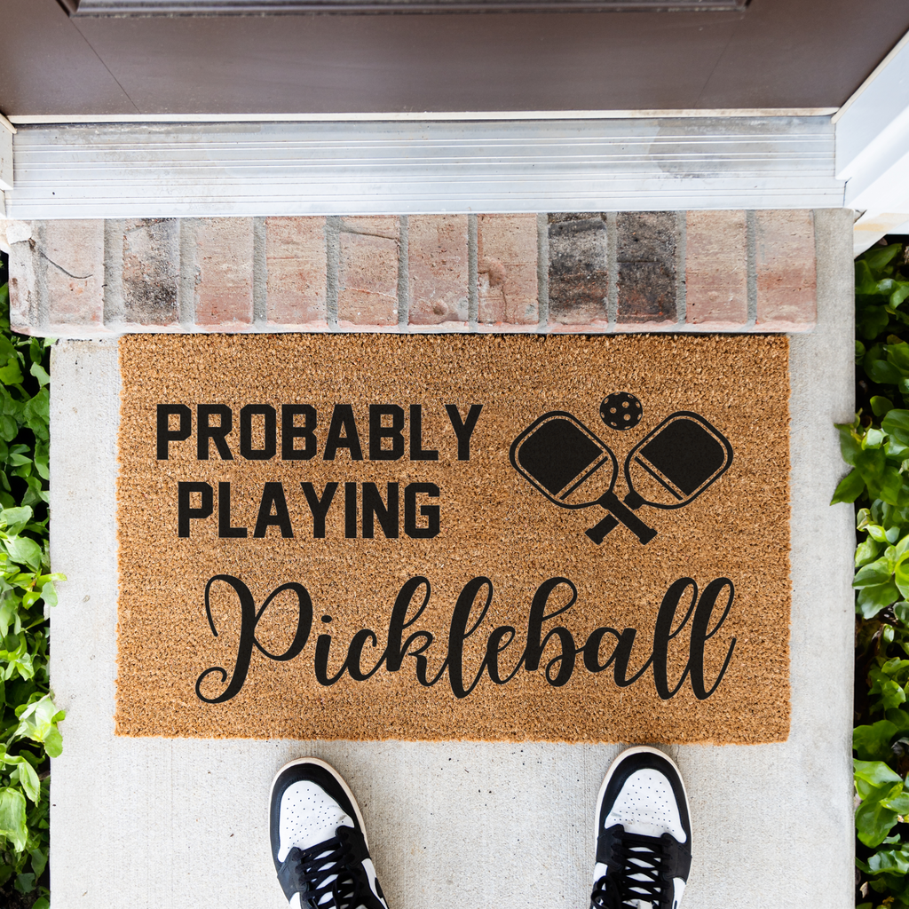 Probably Playing Pickleball Welcome Doormat, Funny Outdoor Mat, Home Decor Mat, Durable Front Porch Rug, Pickleball Door Mat