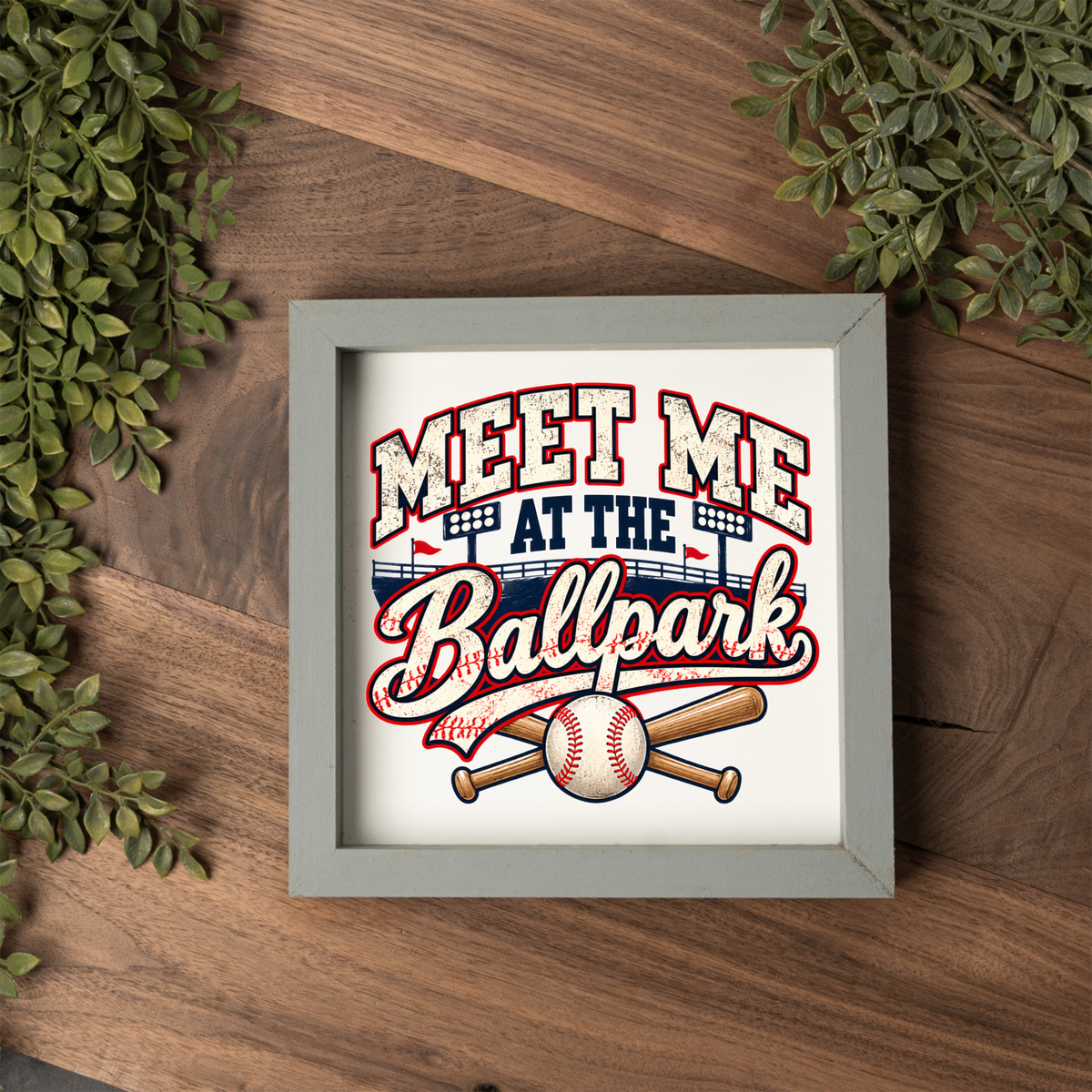 Meet Me at the Ballpark Framed Baseball Sign, Baseball Wall Art, Boys Sports Room Decor, Baseball Player Gift, Game Room Decor
