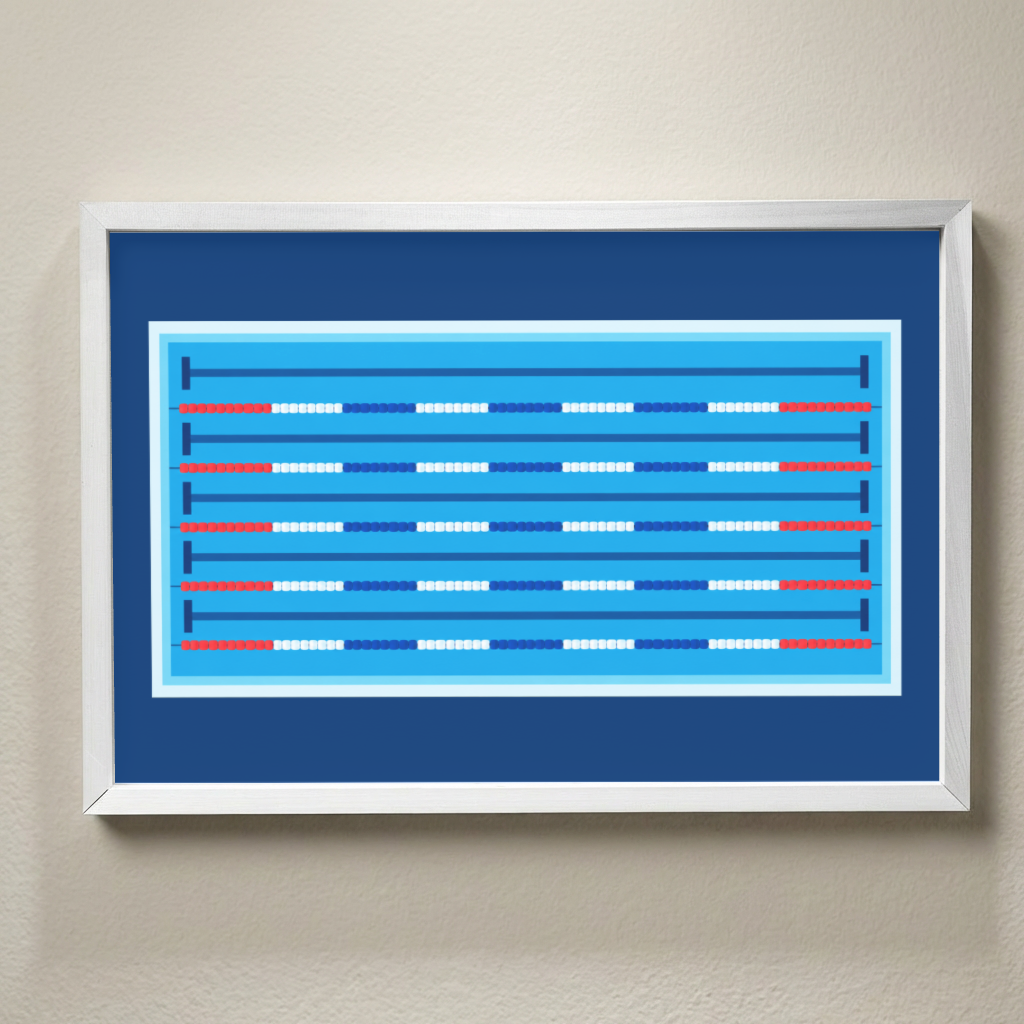 Swimming Pool Wall Art, Swim Team Room Decor, Swimmer Gift, Pool Lane Sign, Swim Bedroom Decor, Framed Sports Wall Art