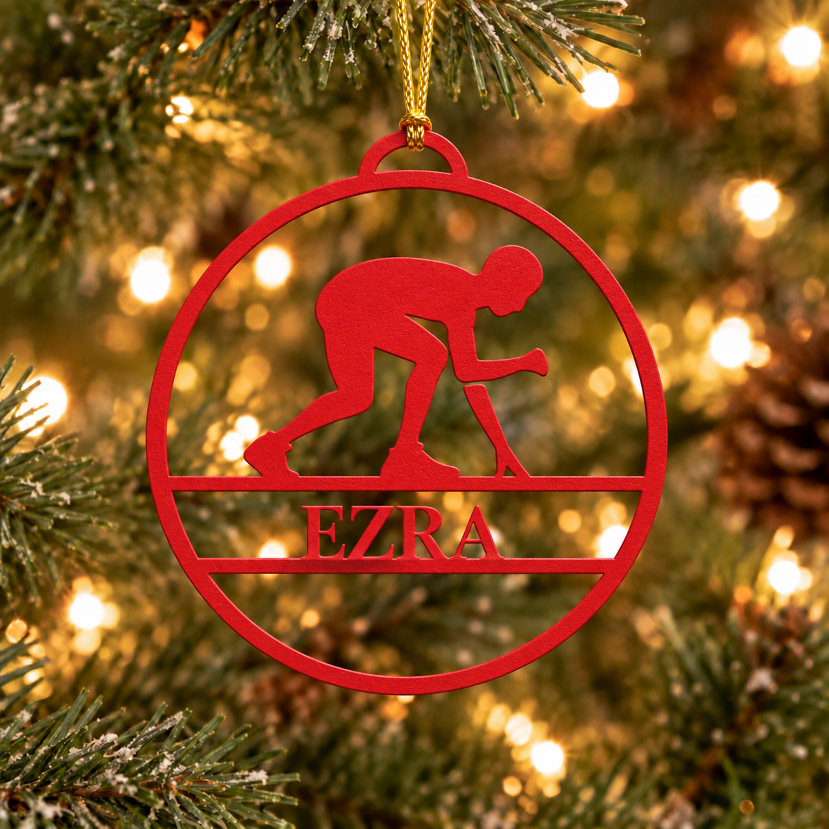 Track and Field Christmas  Metal Ornament