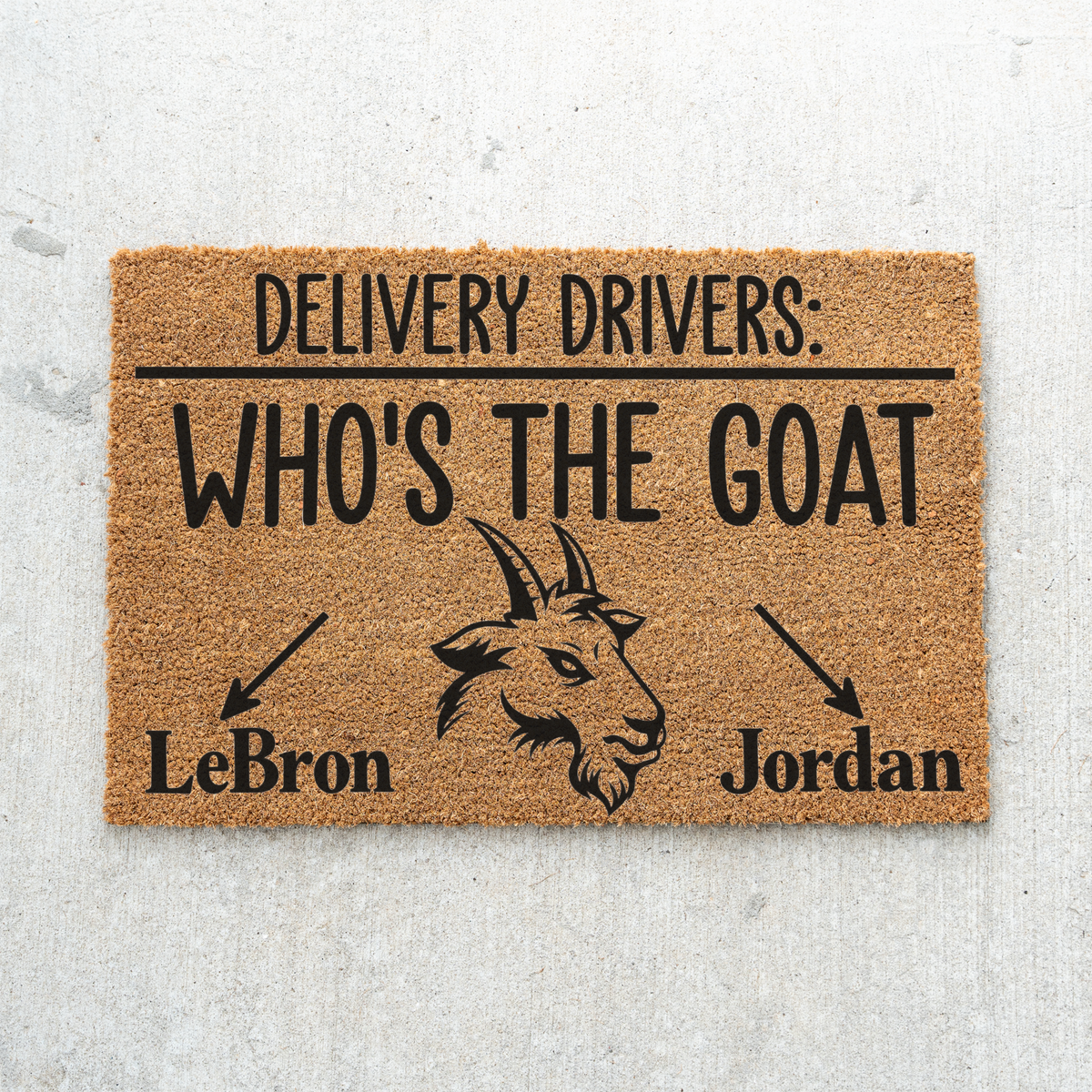 Personalized Goat Doormat, Who’s the GOAT Welcome Mat, Custom Goat Name Door Mat, Funny Delivery Driver Sign, Goat Lover Housewarming Gift
