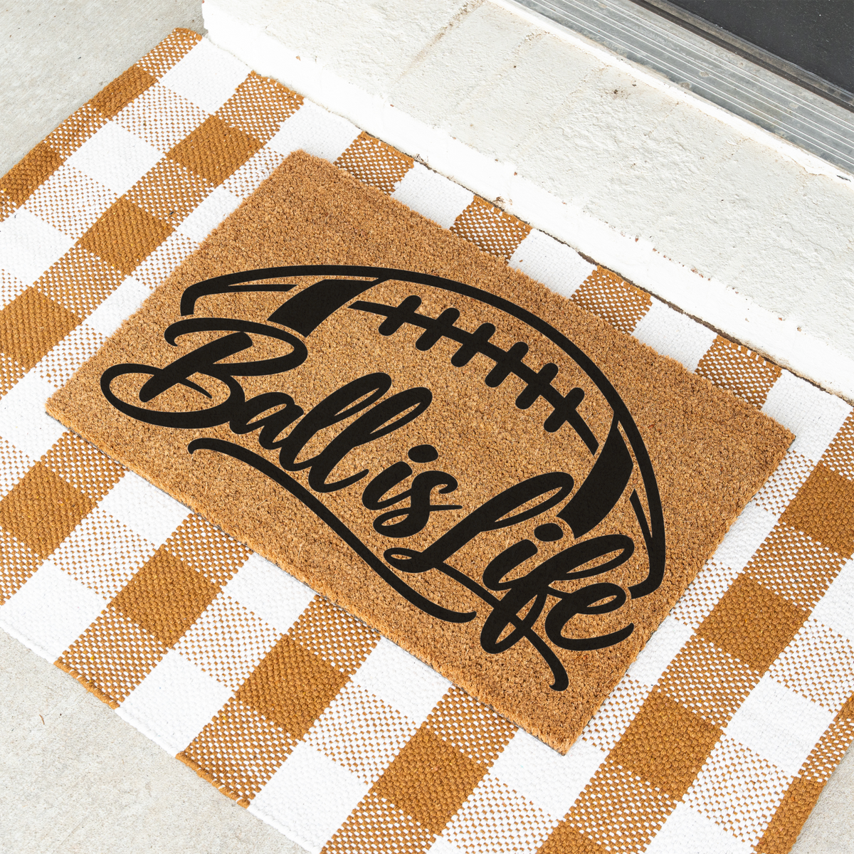 Football Ball Is Life Doormat, Football Welcome Mat, Game Day Porch Decor, Football Fan Gift, Sports Front Door Mat, Football Season Decor