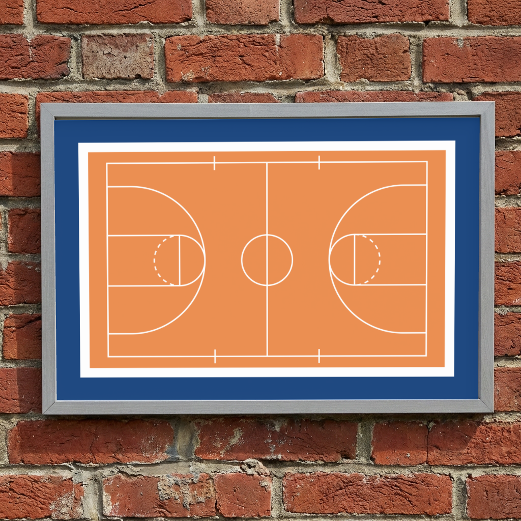 Basketball Court Wall Art, Basketball Room Decor, Sports Bedroom Sign, Boys Basketball Decor, Framed Basketball Court Art