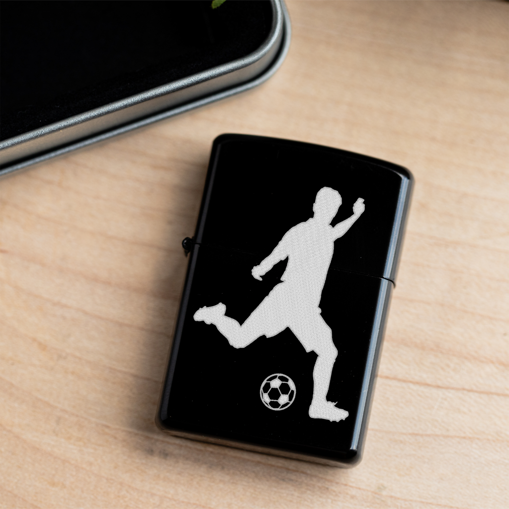 Engraved Soccer Player Lighter