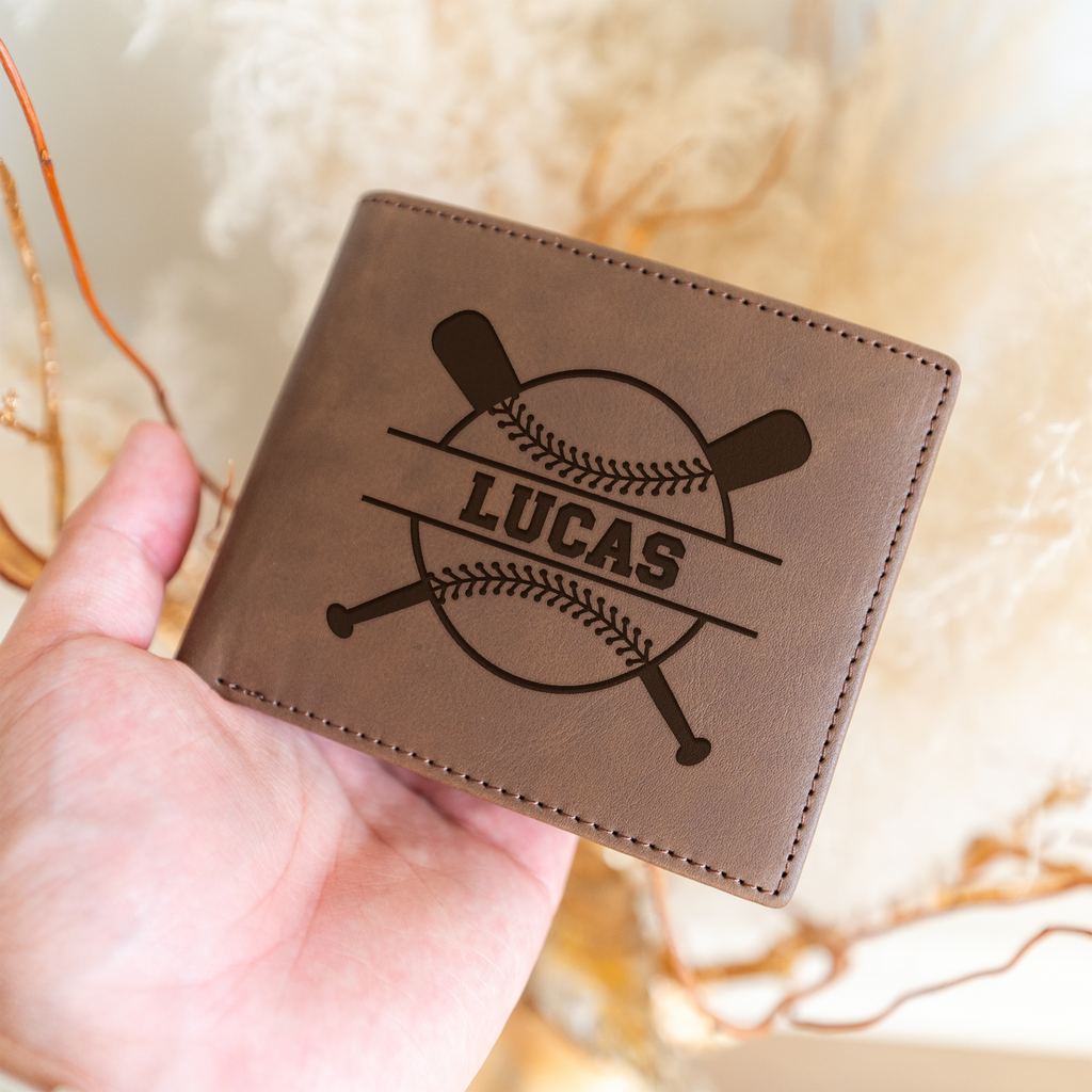 Baseball Monogram Premium Leather Bifold Wallet