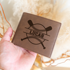 Baseball Monogram Premium Leather Bifold Wallet