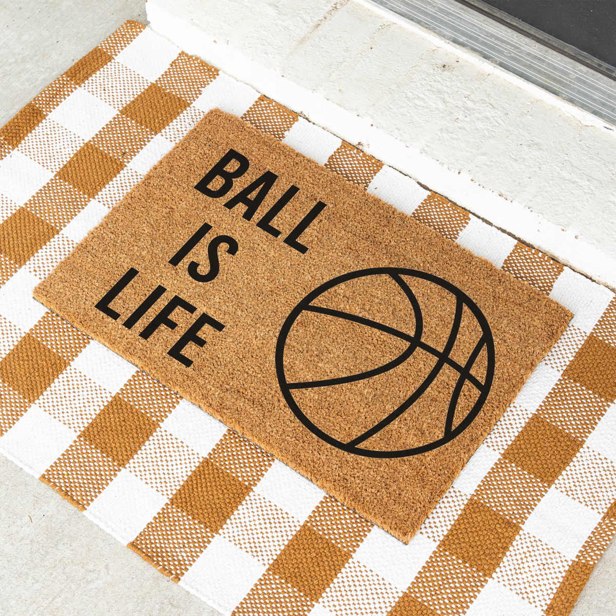 Basketball Ball Is Life Doormat, Basketball Welcome Mat, Sports Front Porch Decor, Basketball Player Gift, Basketball Mom Gift, Game Day Door Mat