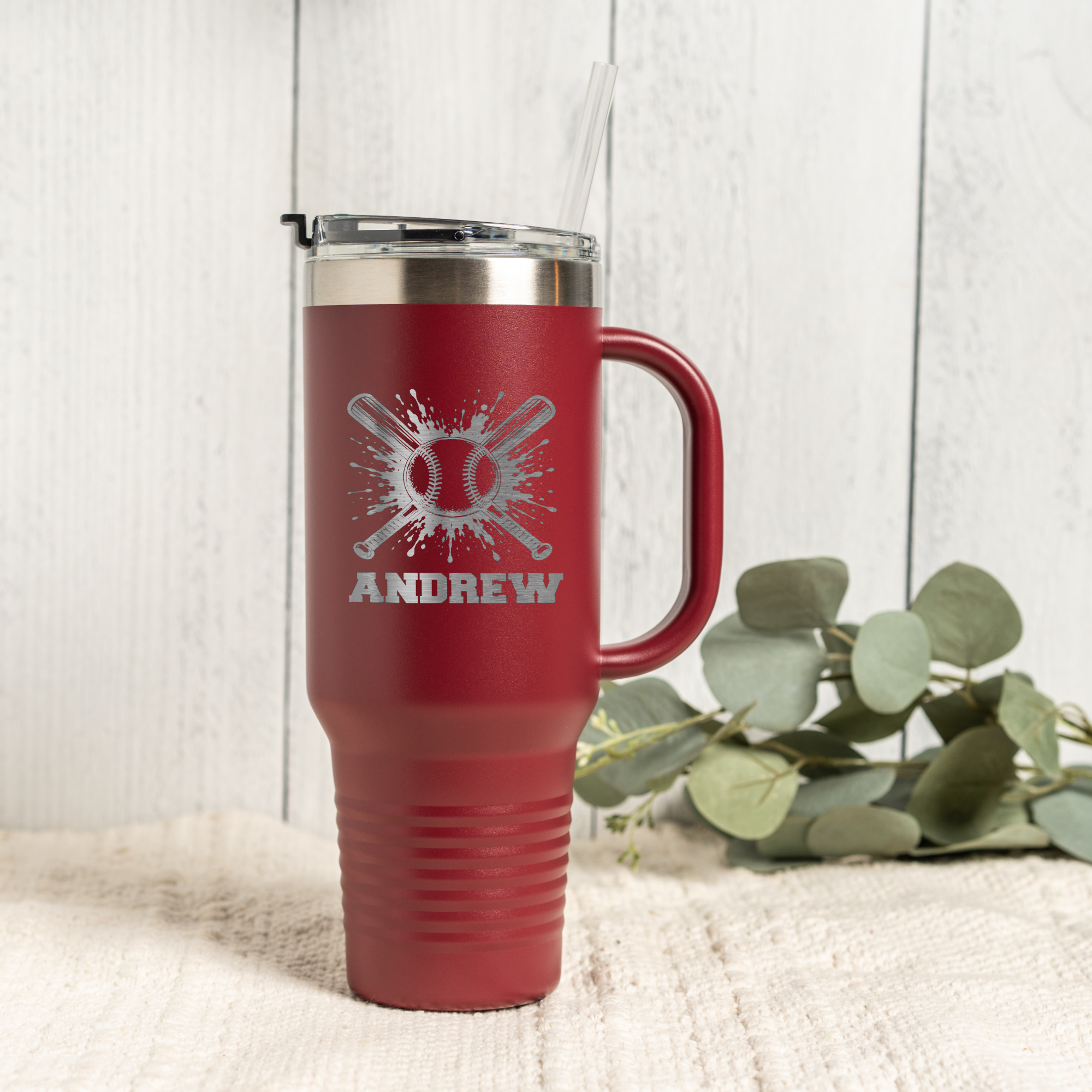 Personalized Baseball Tumbler 40oz, Custom Sports Gift, Insulated Drinkware