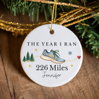 Personalized Running Miles Christmas Ornament, Custom Runner Mileage Ornament, The Year I Ran Keepsake, Running Achievement Gift, Marathon Runner Gift