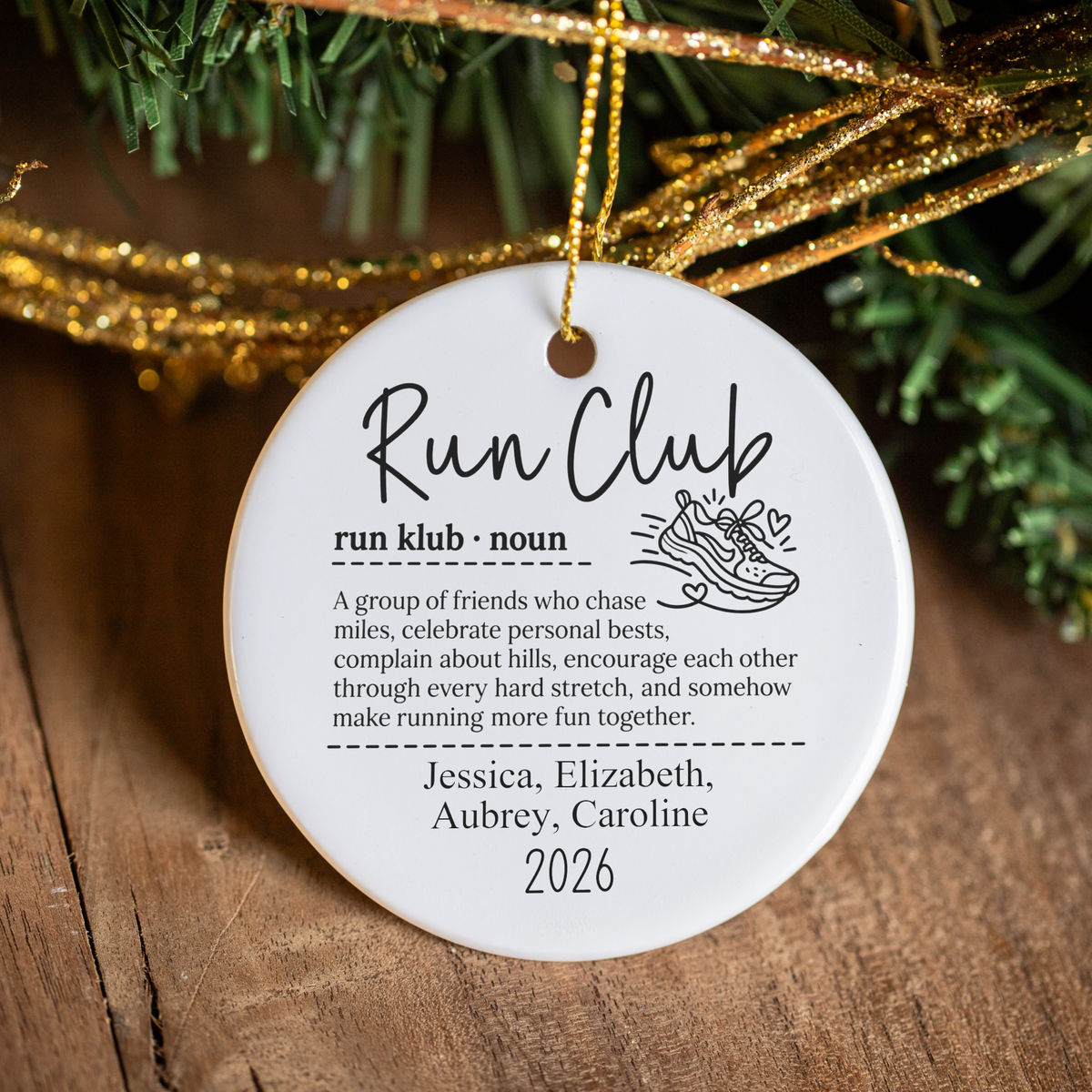 Personalized Run Club Christmas Ornament, Custom Running Group Names Ornament, Runner Best Friend Gift, Running Team Keepsake, Marathon Gift