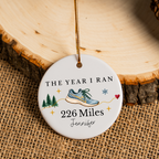 Personalized Running Miles Christmas Ornament, Custom Runner Mileage Ornament, The Year I Ran Keepsake, Running Achievement Gift, Marathon Runner Gift