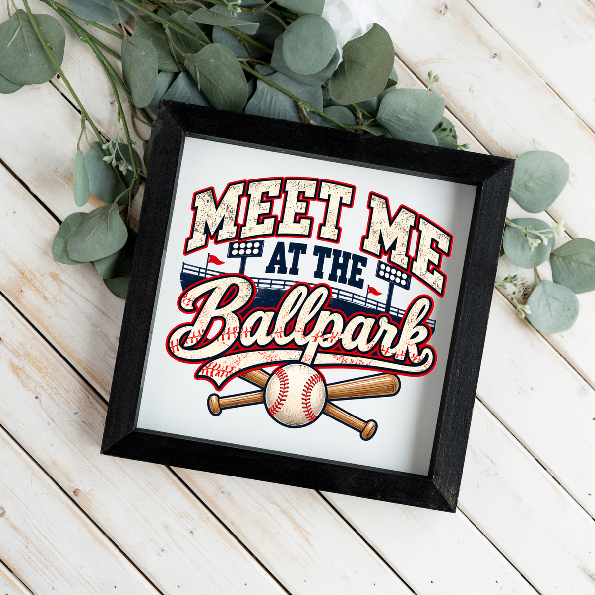 Meet Me at the Ballpark Framed Baseball Sign, Baseball Wall Art, Boys Sports Room Decor, Baseball Player Gift, Game Room Decor