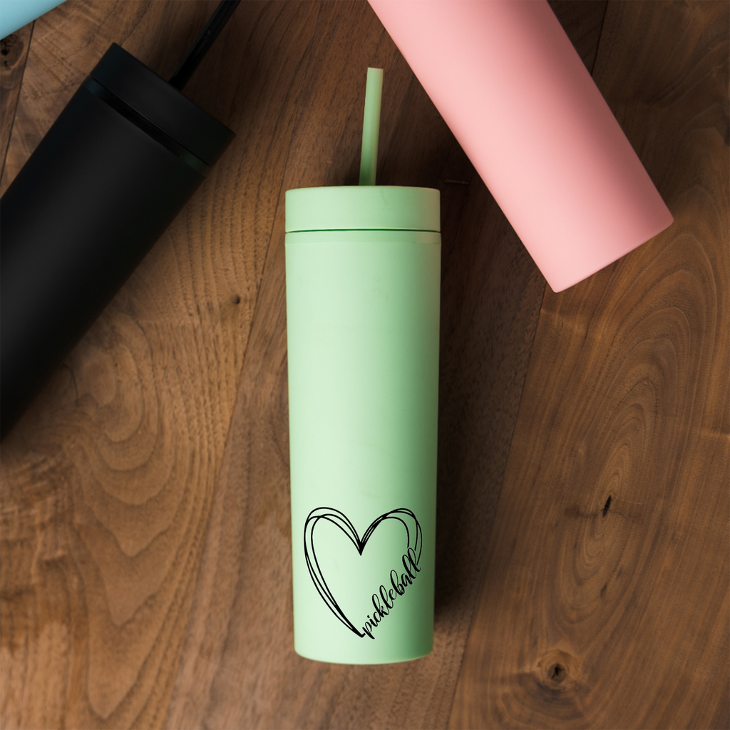 Minimalist Pickleball Travel Cup with Straw
