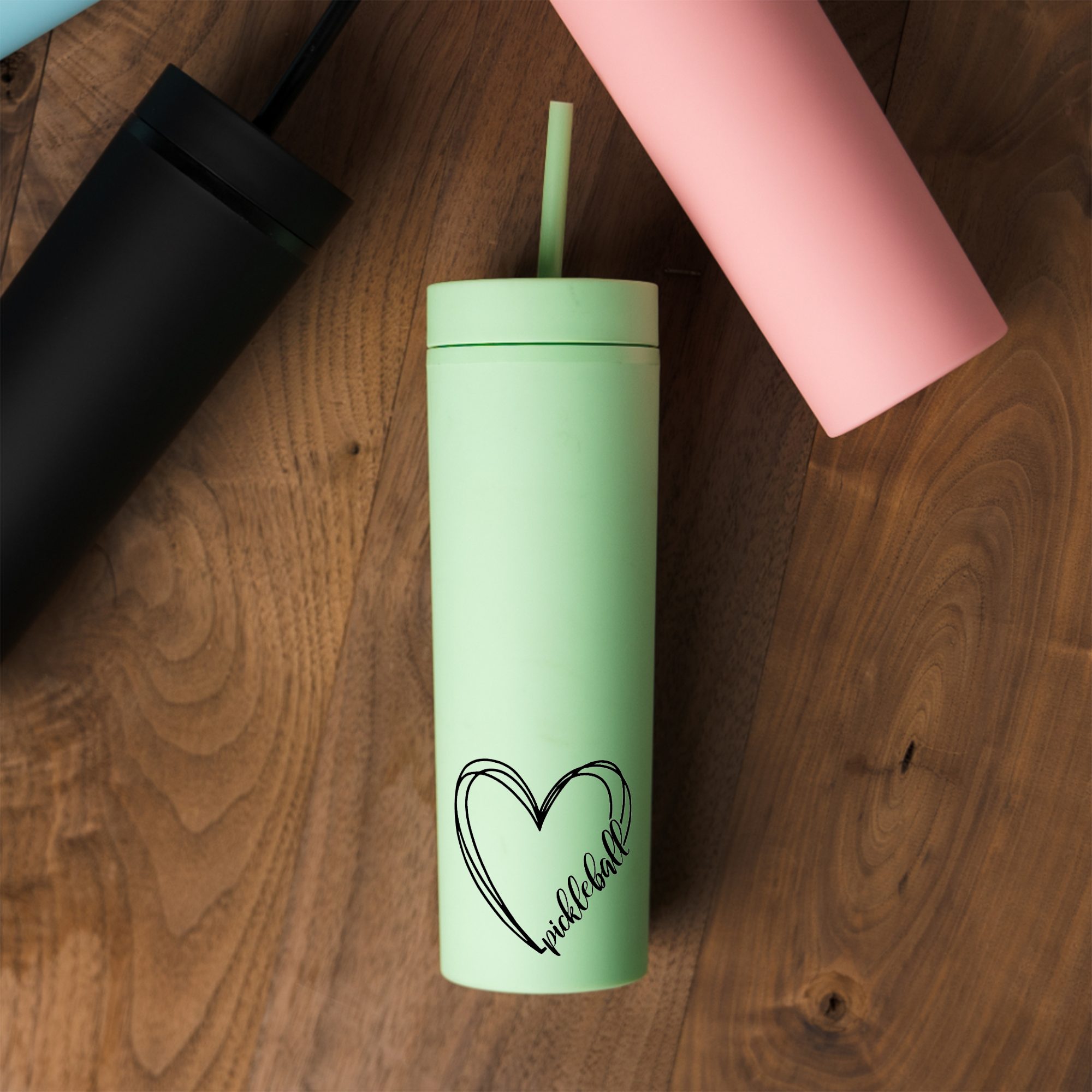 Minimalist Pickleball Travel Cup with Straw