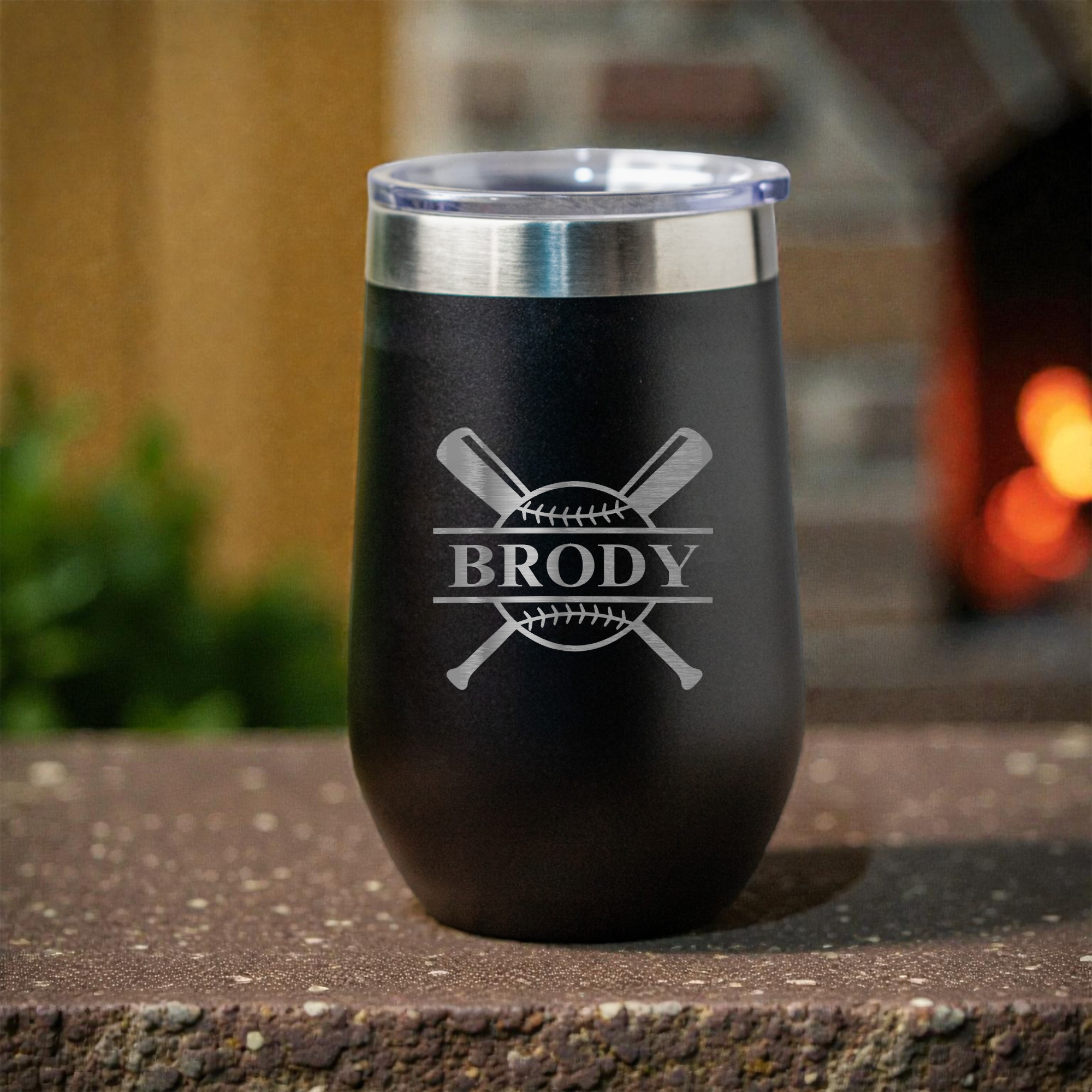 16oz Stainless Steel Baseball Monogram Wine Tumbler