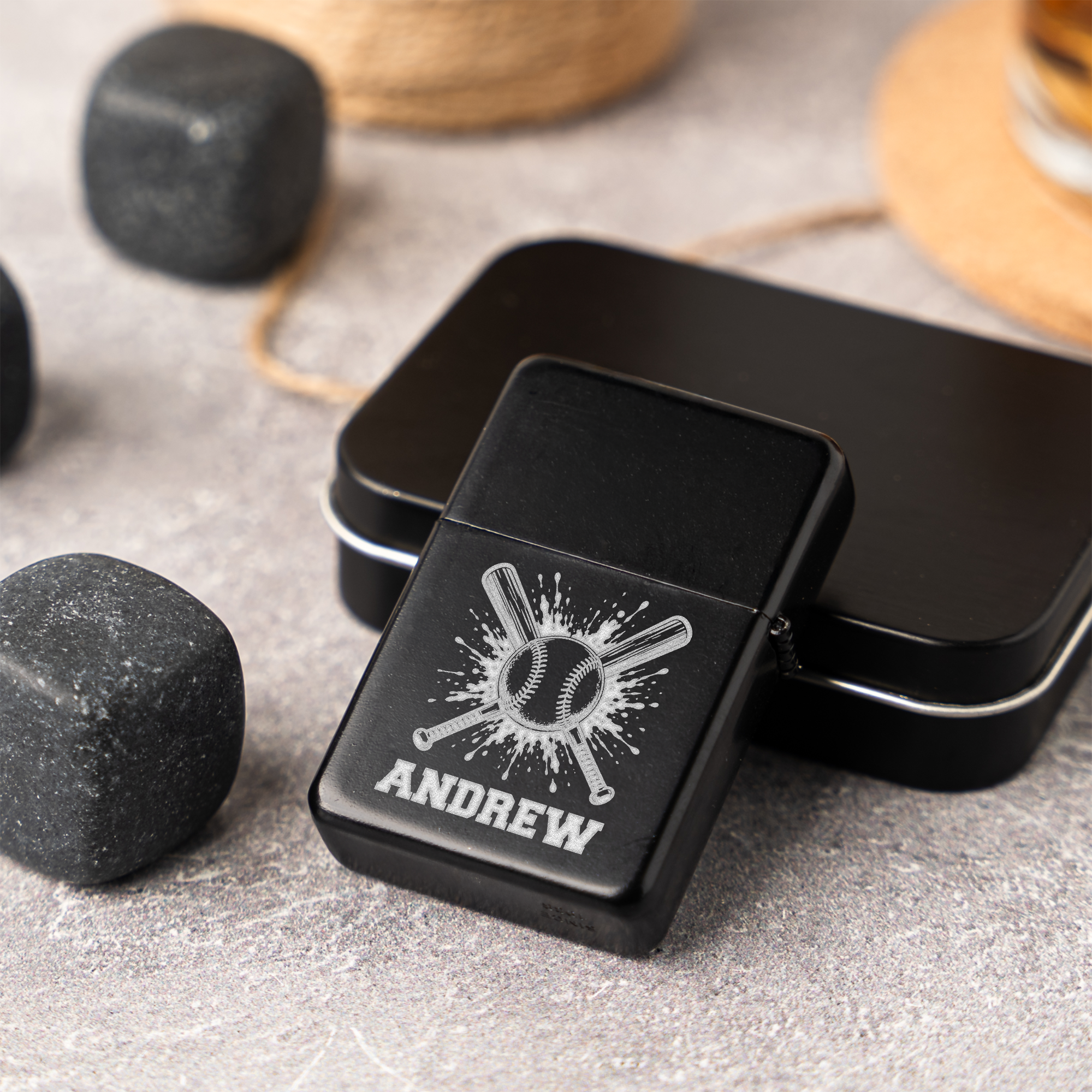 Custom Engraved Baseball Lighter