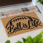 Football Ball Is Life Doormat, Football Welcome Mat, Game Day Porch Decor, Football Fan Gift, Sports Front Door Mat, Football Season Decor