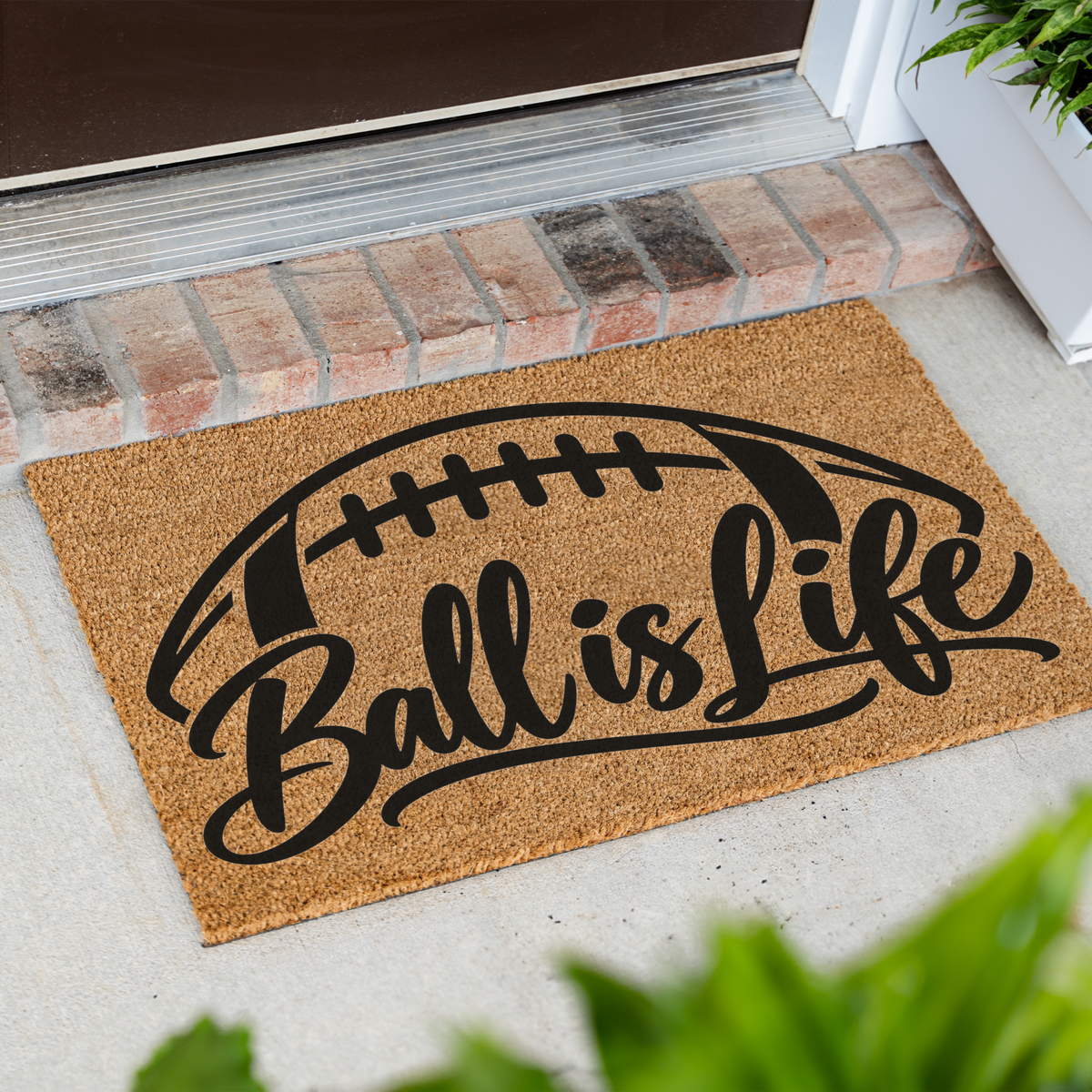 Football Ball Is Life Doormat, Football Welcome Mat, Game Day Porch Decor, Football Fan Gift, Sports Front Door Mat, Football Season Decor