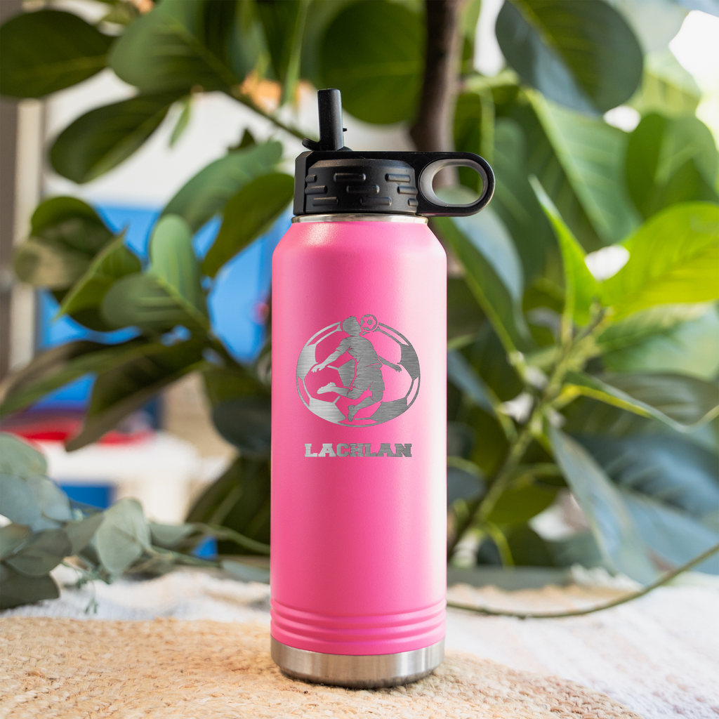 32 oz Personalized Soccer Player Insulated Water Bottle