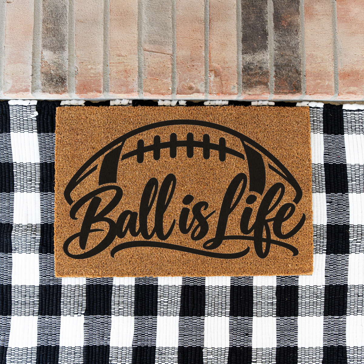 Football Ball Is Life Doormat, Football Welcome Mat, Game Day Porch Decor, Football Fan Gift, Sports Front Door Mat, Football Season Decor