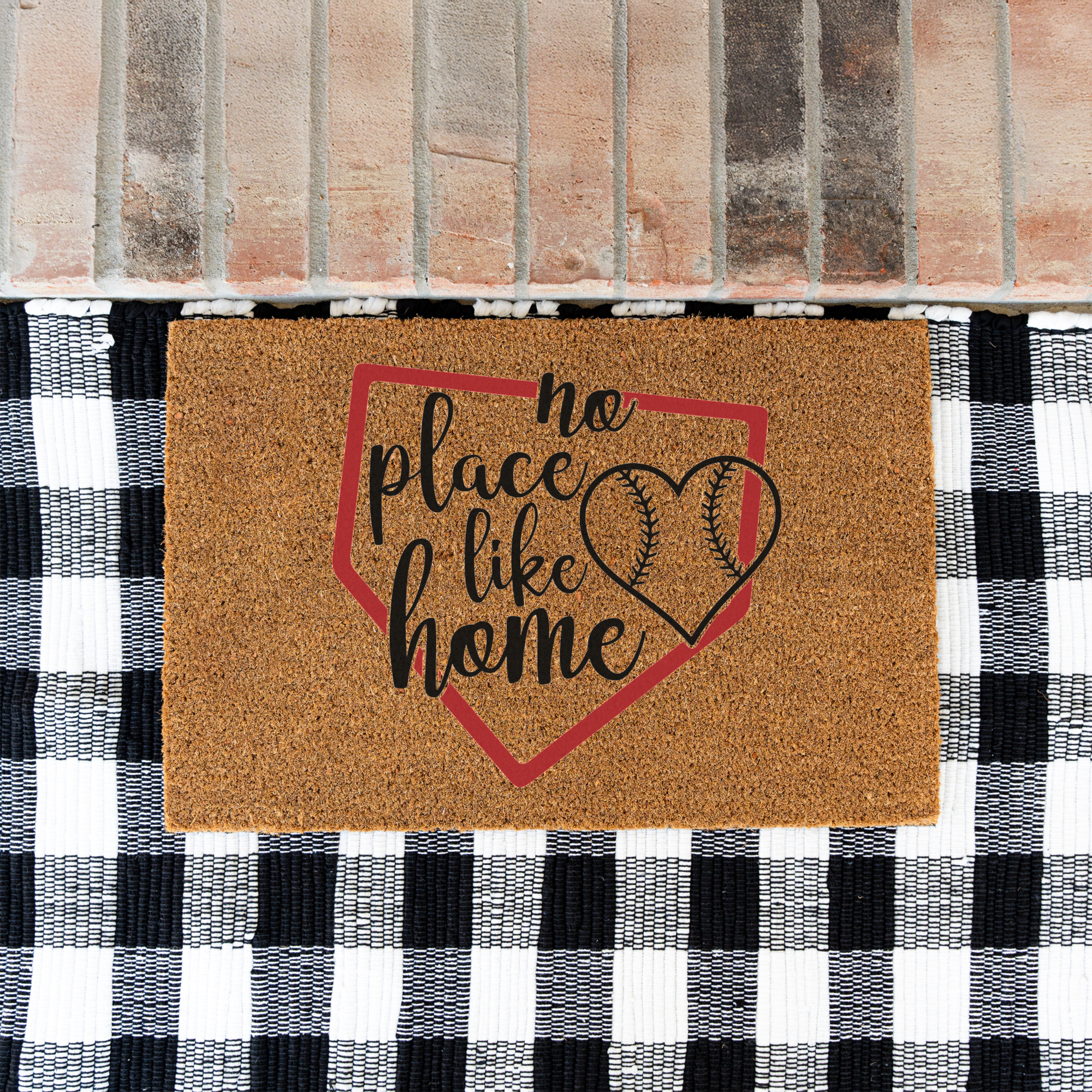 No Place Like Home Baseball Doormat