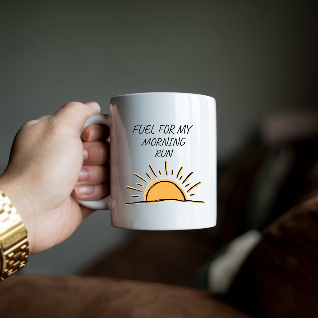 Runner Coffee Mug, Fuel for My Morning Run Mug, Running Gift for Women Men, Runner Gift, Marathon Training Coffee Cup, Running Coach Gift