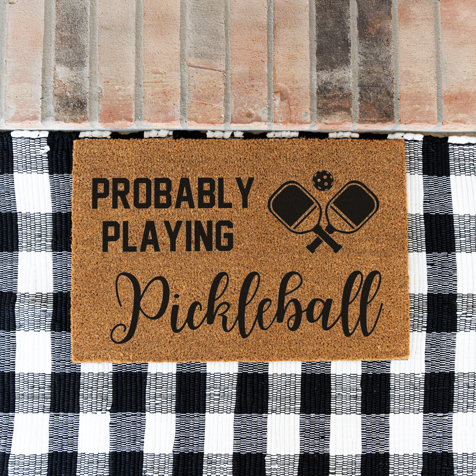Probably Playing Pickleball Welcome Doormat, Funny Outdoor Mat, Home Decor Mat, Durable Front Porch Rug, Pickleball Door Mat