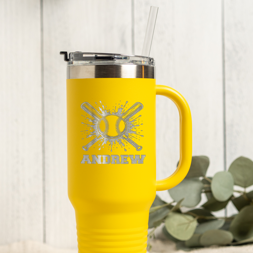 Personalized Baseball Tumbler 40oz, Custom Sports Gift, Insulated Drinkware