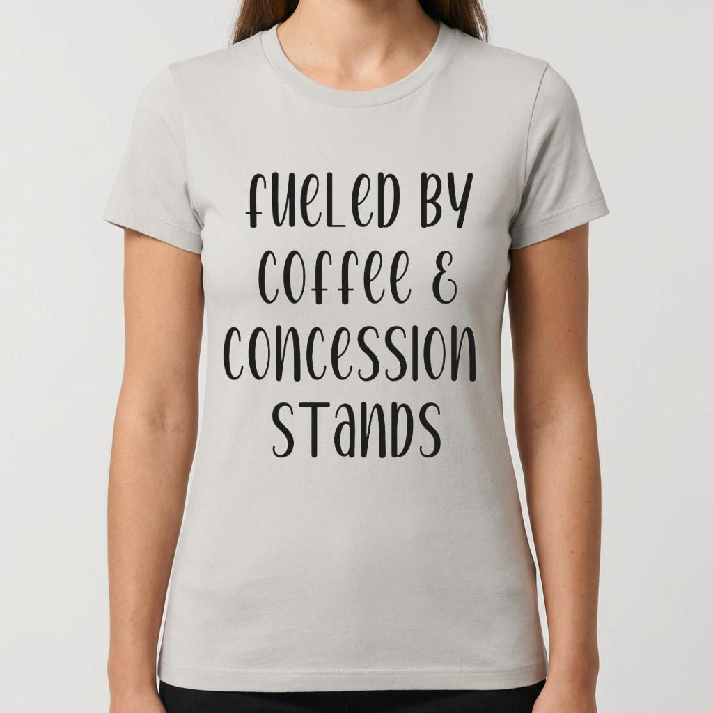 Fueled by Coffee & Concession Stands Shirt, Sports Mom T-Shirt, Game Day Mom Tee, Baseball Mom Shirt, Tournament Mom Gift