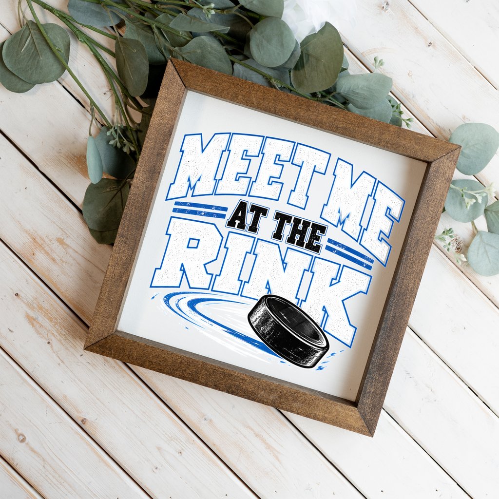 Meet Me at the Rink Sign, Hockey Wall Decor, Hockey Player Gift, Ice Hockey Room Decor, Hockey Mom Gift, Sports Bedroom Wall Art