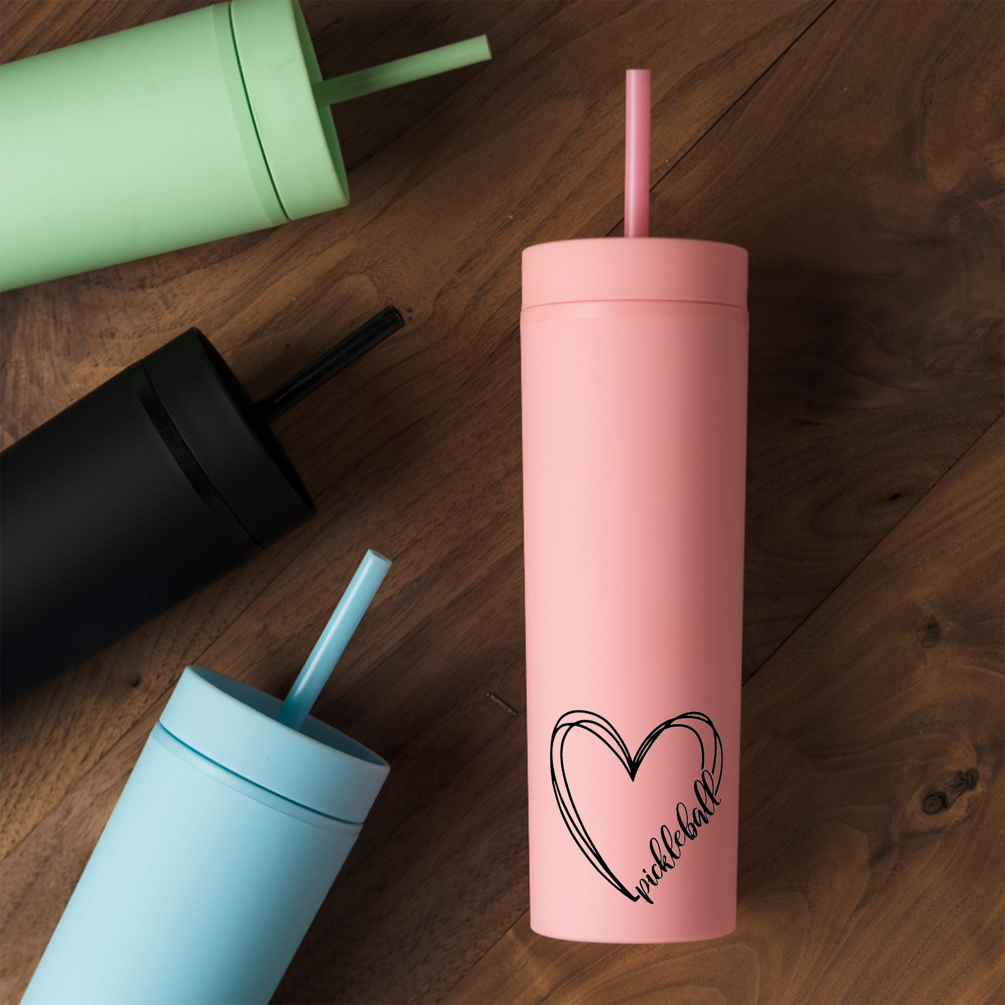 Minimalist Pickleball Travel Cup with Straw