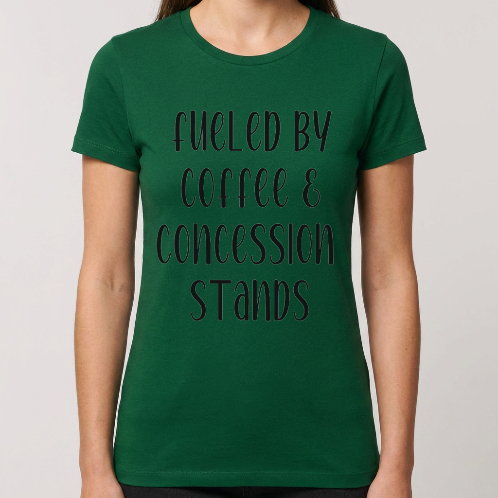 Fueled by Coffee & Concession Stands Shirt, Sports Mom T-Shirt, Game Day Mom Tee, Baseball Mom Shirt, Tournament Mom Gift